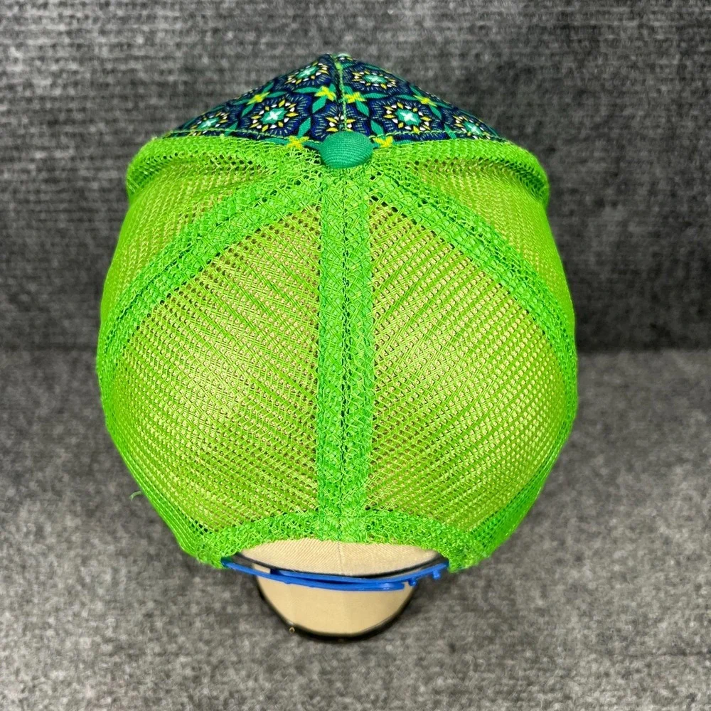 Prana‎ Hat Cap Womens Snap Back Mesh Trucker Green Geometric OSFM Outdoor